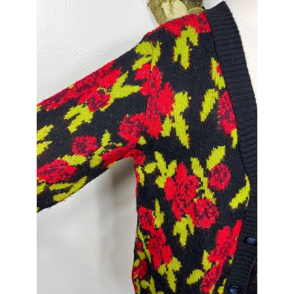 Urban Outfitters Womens Poinsettia Floral Intarsia Cardigan - Picture 2 of 13